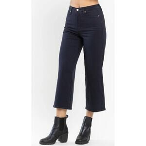 Judy Blue Tummy Control Wide Leg Crop in Dark Navy, Size 15/32, Style 88807